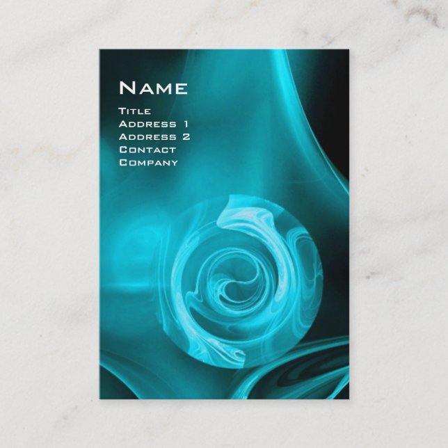 Carte De Visite ROSE FRACTAL 4 MONOGRAS bleu vif noir blanc (Devant)