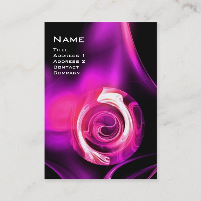 Carte De Visite ROSE FRACTAL 4 MONOGRAS noir violet rose vif (Devant)