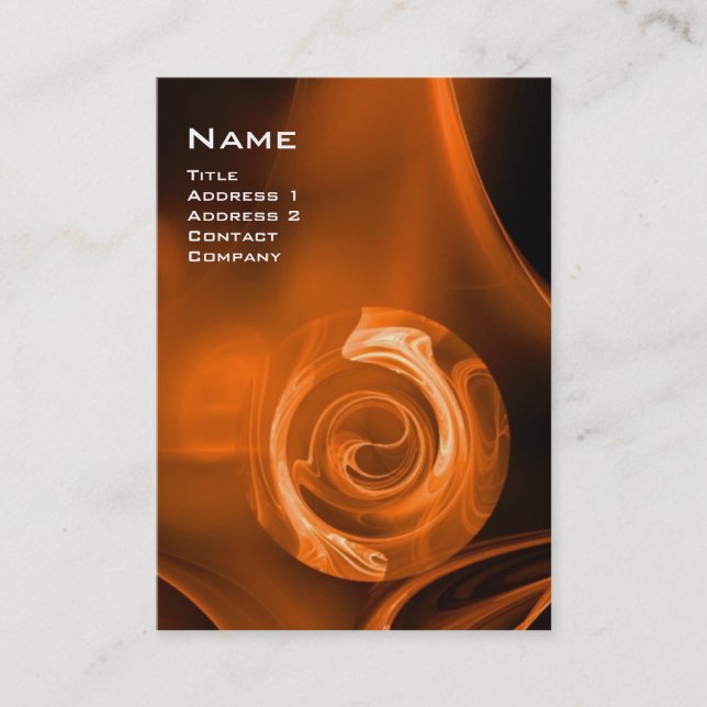 Carte De Visite ROSE FRACTAL 4 MONOGRAS orange vif rouge noir (Devant)