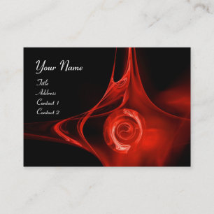 Carte De Visite ROSE FRACTAL, SWIRLS ABSTRAITS rouge noir
