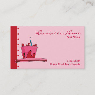 Carte de visite rose gâteau rouge et rose