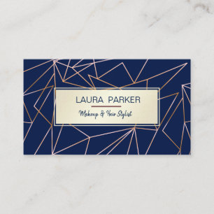 Carte De Visite Rose géométrique bleu Gold Construction profession