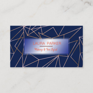 Carte De Visite Rose géométrique Gold Blue Professional Construct