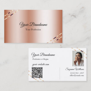Carte De Visite Rose Gold avec lignes scintillantes Photo et Code