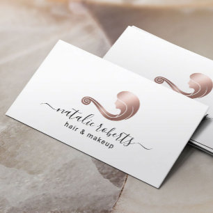 Carte De Visite Rose Gold Beauty Logo Hair Styliste Artiste maquil