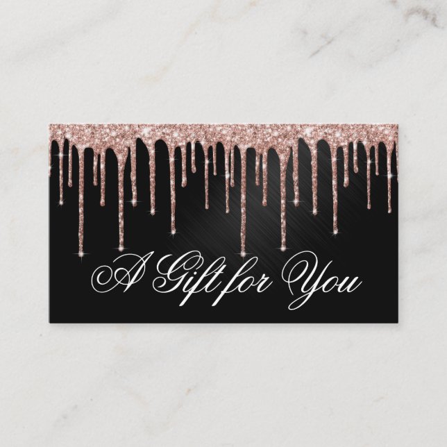 Carte De Visite Rose Gold Black Parties scintillant Drift Certific (Devant)
