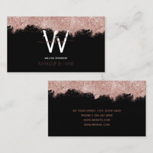 Carte De Visite Rose Gold Black Parties scintillant maquillage Art