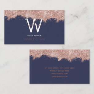 Carte De Visite Rose Gold Blue Parties scintillant maquillage Arti