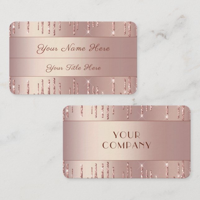 Carte De Visite Rose Gold Blush brillant Parties scintillant  Cart (Devant / Derrière)