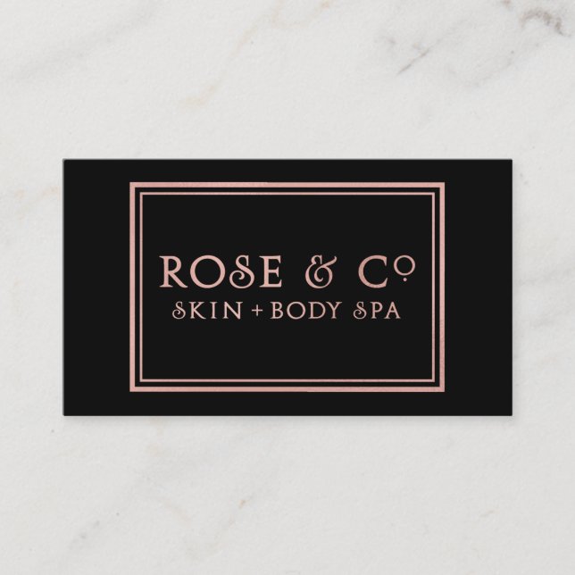 Carte De Visite Rose Gold Blush Emerald Black Glam Frame (Devant)