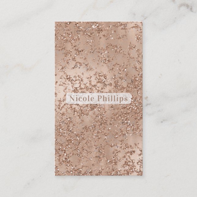 Carte De Visite Rose Gold Blush Pink Glam Sparkle Crackle Chic (Devant)