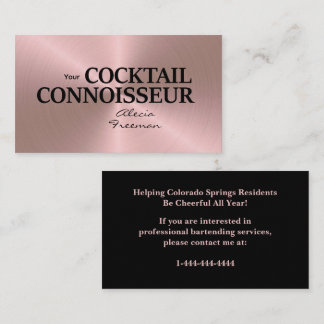 Carte De Visite Rose Gold Brushed Event Bartender Business Card