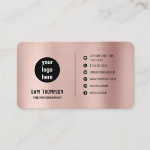 Carte De Visite Rose Gold Business Logo Professionnel Médias socia