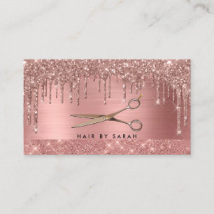 Carte De Visite Rose Gold Chic Parties scintillant  cheveux