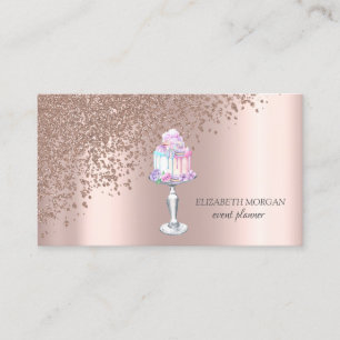 Carte De Visite Rose Gold Diamants Élégants Modernes Gâteau Sucrer