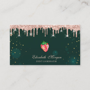 Carte De Visite Rose Gold Drives Chic Strawberry Green