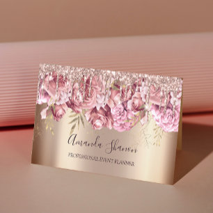 Carte De Visite Rose Gold Drives Rose Logo Planificateur d'événeme