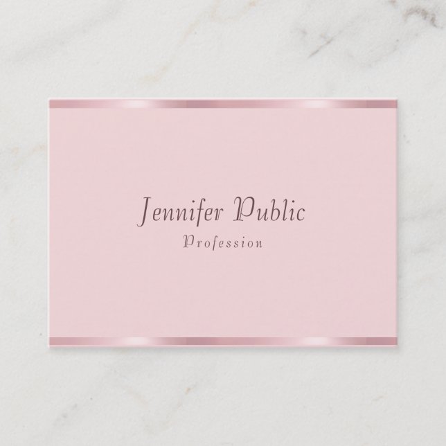 Carte De Visite Rose Gold Elegant Calligraphes Script Modèle (Devant)