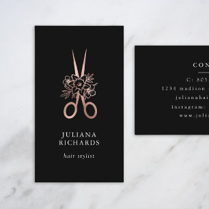 Carte De Visite Rose Gold Elegant Ciseaux Hair Styliste Business C