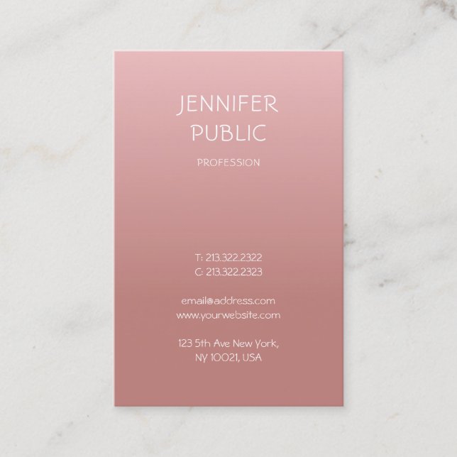 Carte De Visite Rose Gold Elegant Design simple Moderne tendance (Devant)