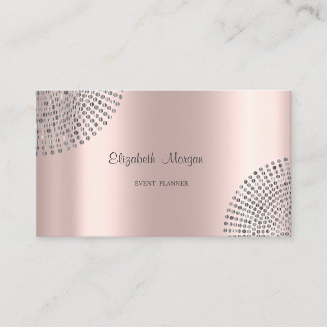 Carte De Visite Rose Gold Élégant et Stylé, Simple, Points (Devant)