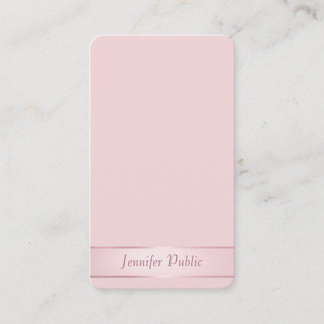 Carte De Visite Rose Gold Élégant Script Calligraphie Moderne (Devant)