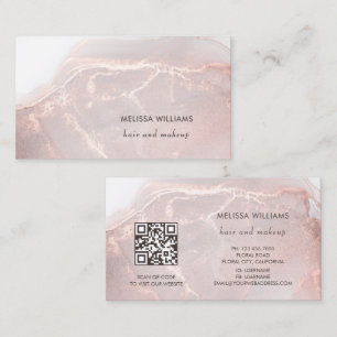 Carte De Visite Rose Gold  Encre Marbre   Code QR