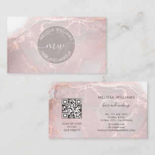 Carte De Visite Rose Gold  Encre Marbre   Code QR