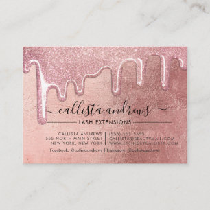 Carte De Visite Rose Gold épais Parties scintillant Lashes