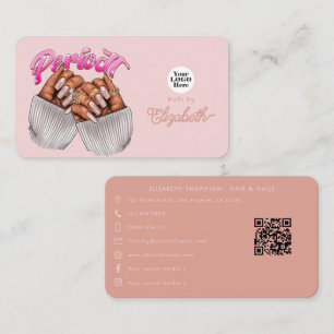 Carte De Visite Rose Gold et Rose Pâle Periodt Salon de Manucure