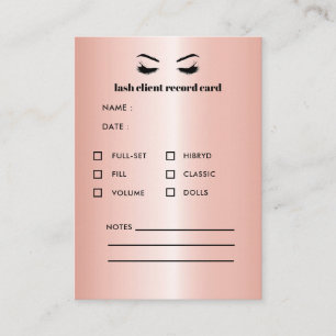 Carte De Visite Rose Gold Eyelash Extension Client Consultation