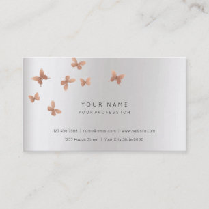 Carte De Visite Rose Gold Faux Blanc Grey Cooper Vip Pearly Silver