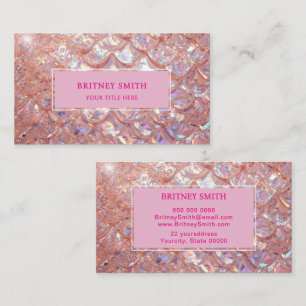 Carte De Visite Rose gold faux iridescent Mermaid Scale