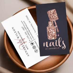 Carte De Visite Rose Gold Faux Parties scintillant Nails