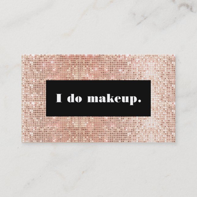 Carte De Visite Rose Gold Faux Sequins Artiste maquillage audacieu (Devant)
