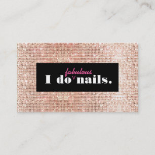 Carte De Visite Rose Gold Faux Sequins Manicurist Nail Salon