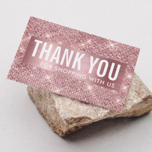 Carte De Visite Rose Gold Faux Shimmer & Foil Merci