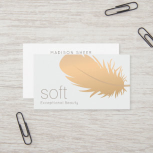 Carte De Visite Rose Gold Feather Estheticicician Skincare