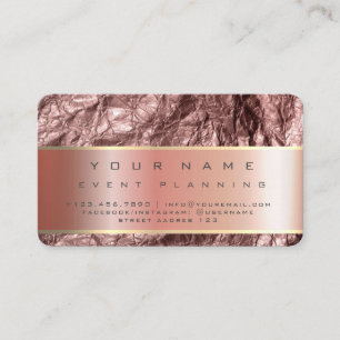 Carte De Visite Rose Gold Feuille Texture Feuille Métal Rose