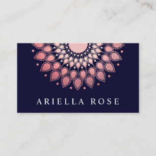 Carte De Visite Rose Gold Floral Lotus Mandala 2