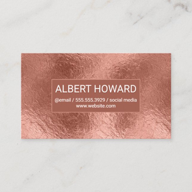 Carte De Visite Rose Gold Foil Arrière - plan Metallic brillant (Devant)