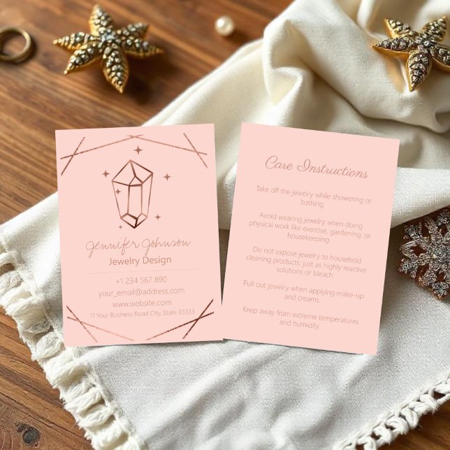 Carte de visite rose Gold Foil Bijouterie (Créateur téléchargé)