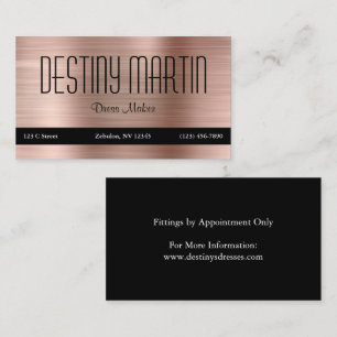 Carte De Visite Rose Gold Foil Black Contact Bar