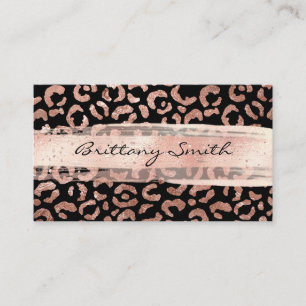 Carte De Visite Rose Gold Foil Leopard Motif Broussailler Brush St