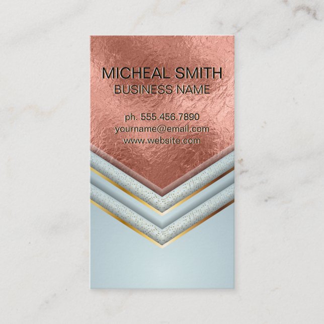 Carte De Visite Rose Gold Foil Metallic | Formes de luxe (Devant)