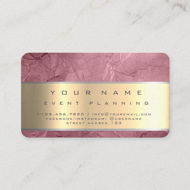 Carte De Visite Rose Gold Foil Texture Foil Métal Rose (Devant)