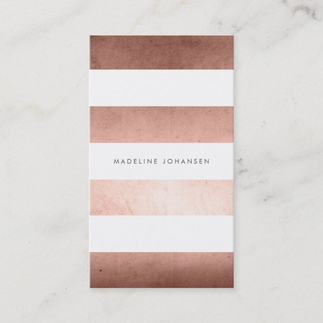 Carte De Visite Rose Gold Foil White Stripes tendance Hair Stylist (Devant)