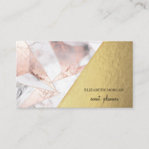 Carte De Visite Rose Gold Géométrique Marbre Tendance