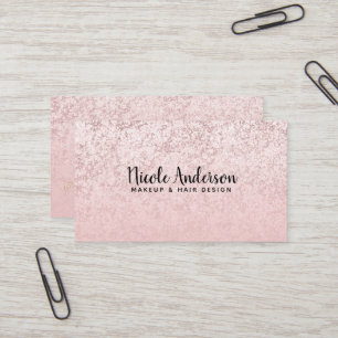 Carte De Visite Rose Gold Glitter Marble Glam Beauté Rouge Rose