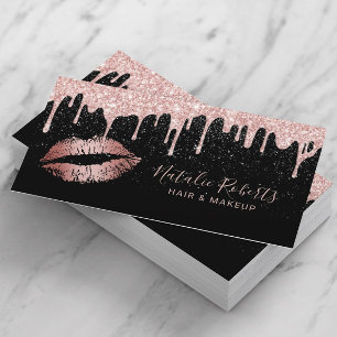 Carte De Visite Rose Gold Lips Glam Parties scintillant Drives Bea